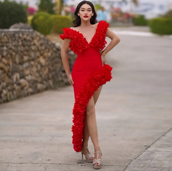 Red BodySuit & Matching Skirt - Picture 6 of 6